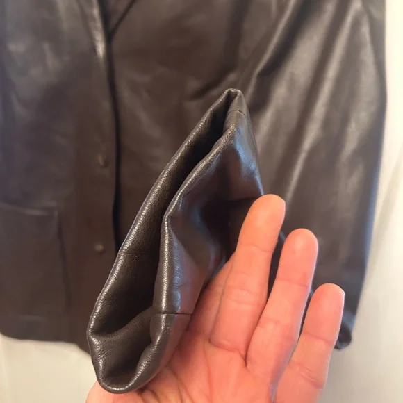 Boss by Hugo Boss women’s leather blazer/jacket. Dk brown 100% lamb skin. Nice!